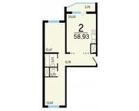 2-комнатные квартиры 58.93 кв. м.