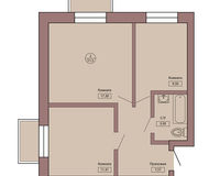 2-комнатная квартира 51.5 кв. м.